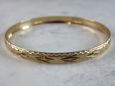 Womens Vintage Estate 14K Yellow Gold Bangle Bracelet