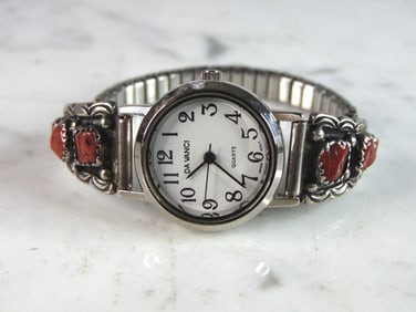Womens Vintage Estate Sterling Silver Da Vanci Modernist Watch