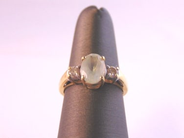 Vintage Estate 14K Yellow Gold Topaz & Diamond Ring