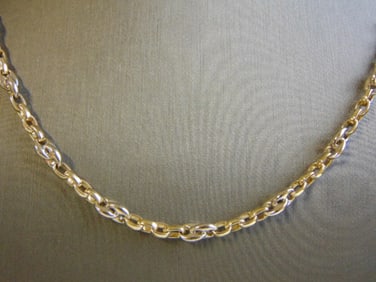 Vintage 14K Yellow & White Gold Chain Link Necklace