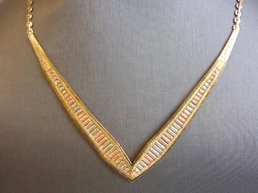 Womens 14K White Yellow & Rose Gold Italian Necklace