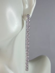 Womens Vintage Estate Sterling Silver CZ Dangle Earrings