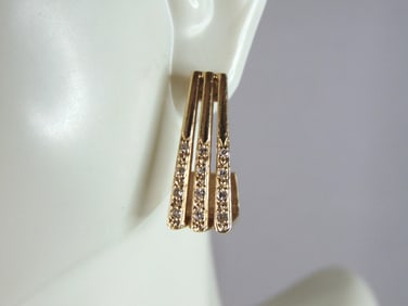 Womens Vintage Estate 14K Yellow Gold Diamond Earrings