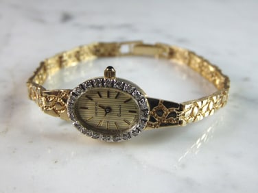 Womens Vintage Estate 14K Yellow Gold Geneve Watch