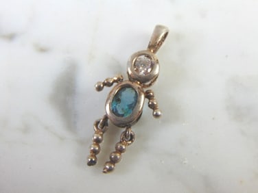 Womens Vintage Estate Sterling Silver Kid Pendant