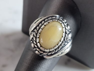 Mens Vintage Estate Sterling Silver Fluorite ? Ring