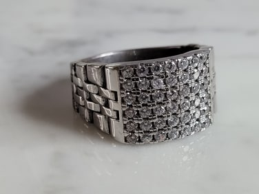 Mens Vintage Estate Sterling Silver CZ Ring