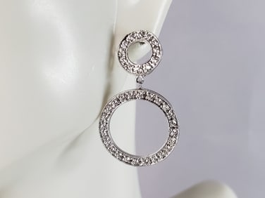 Womens Vintage Estate Sterling Silver CZ Earrings