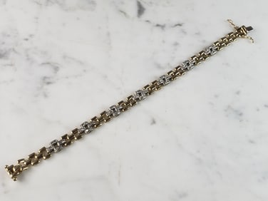 Womens Vintage Estate 14K Gold Diamond Bracelet