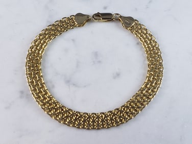 Womens Vintage Estate 14K Yellow Gold Mesh Bracelet