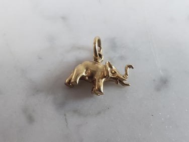 Womens Vintage Estate 14K Gold Elephant Charm Pendant
