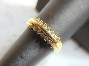 Womens Vintage 14K Yellow Gold & Diamond Ring