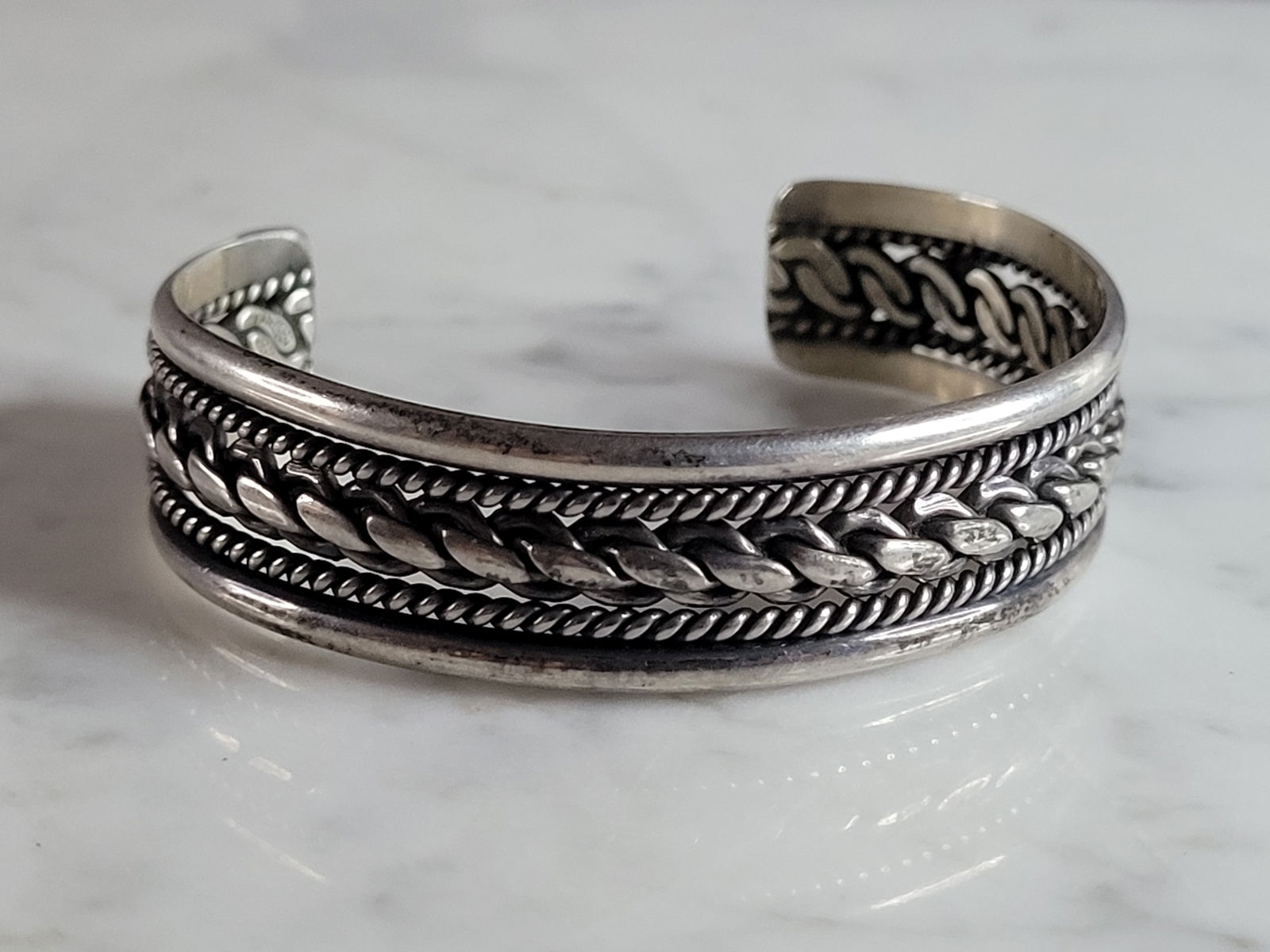 Vintage Sterling Silver Modernist Cuff Bracelet (1 of 3)