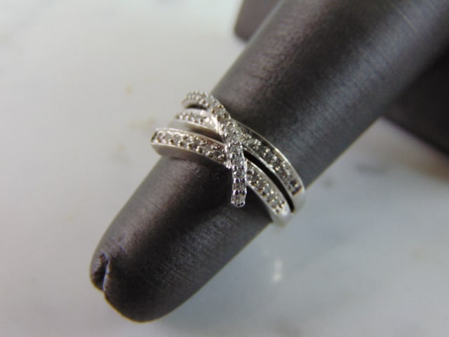 Womens Vintage 14K White Gold Diamond Ring (1 of 5)