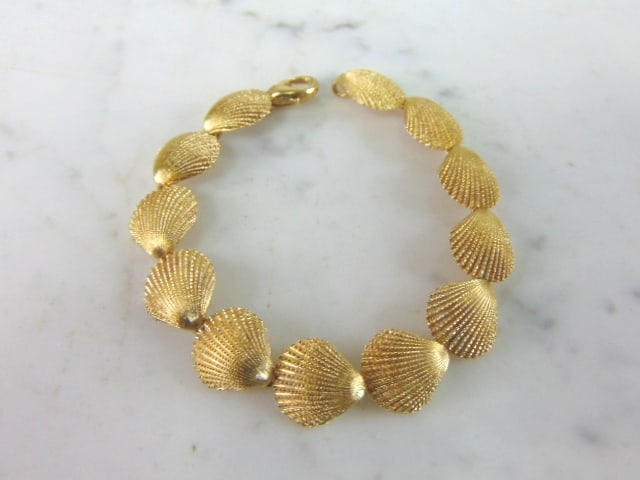 Womens Vintage Estate 14k Gold Beach Shells Bracelet (1 of 4)