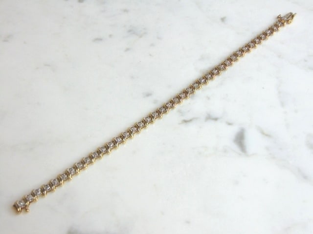Womens Vintage 10k Gold Tennis Bracelet w/ Diamonds (1 of 4)