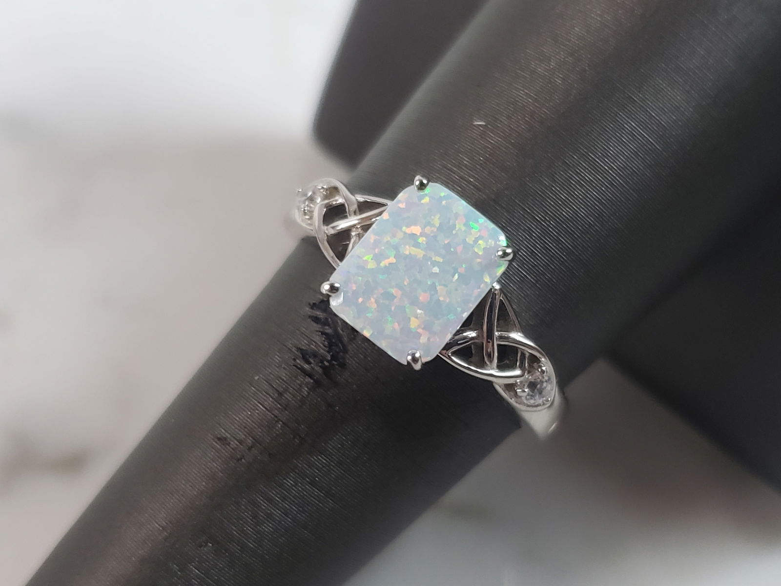 Womens Sterling Silver Modernist Opal Ring (1 of 5)