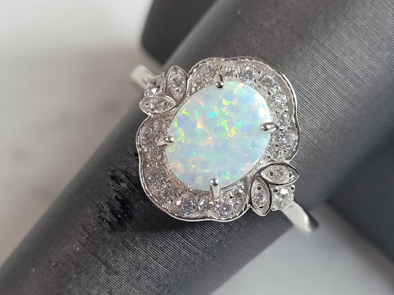 Womens Sterling Silver Modernist Opal Ring (1 of 5)