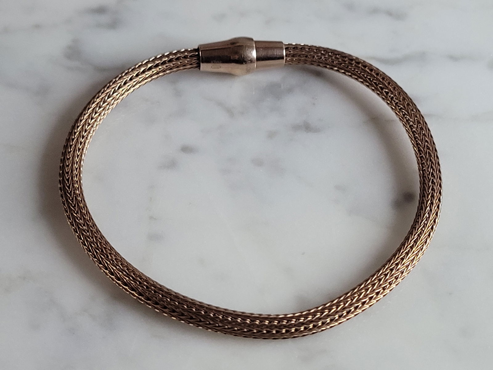 Womens Vintage Estate Sterling Silver Rose Tone Italian Mesh Bracelet (1 of 4)