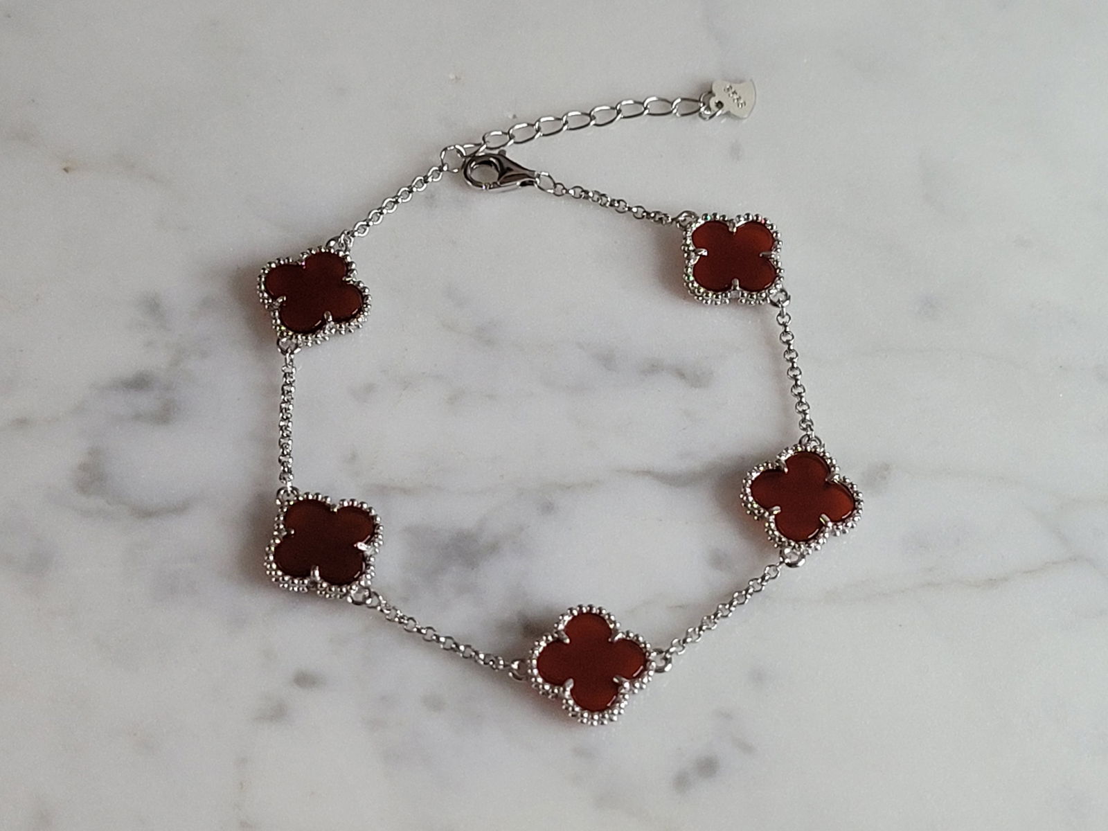 Womens Sterling Silver 4 Leaf Clover Anklet Bracelet (1 of 3)