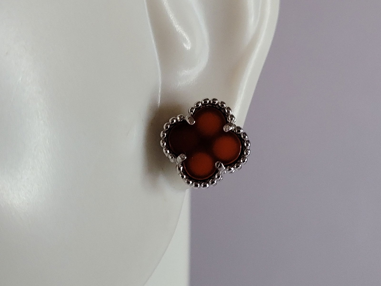 Womens Sterling Silver 4 Leaf Clover Earrings (1 of 4)