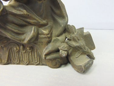 Antique Cast Metal Lady Figure Clock Topper