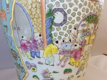 Antique Handmade Chinese Temple Jar With Foo Dogs