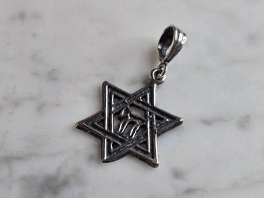 Sterling Silver Jewish Judaica Star of David Chai Pendant