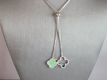 Womens Sterling Silver  4 Leaf Clover Necklace