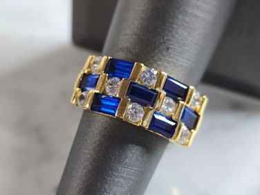 Womens Vintage Estate Sterling Silver Gold Tone Modernist Ring