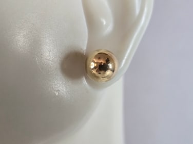 Pr Vintage Estate 14K Yellow Gold Stud Earrings