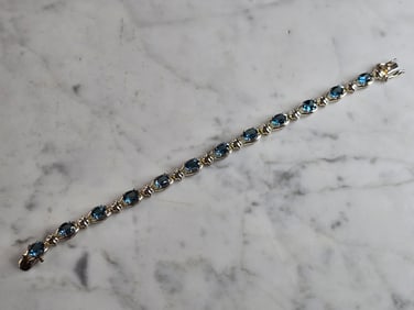Womens Vintage Estate Sterling Silver Topaz Bracelet