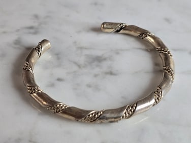 Womens Vintage Estate Sterling Silver Cuff Bracelet