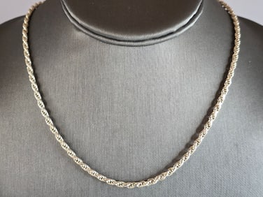 Womens Vintage Estate Sterling Silver Italian Alfi Rope Necklace