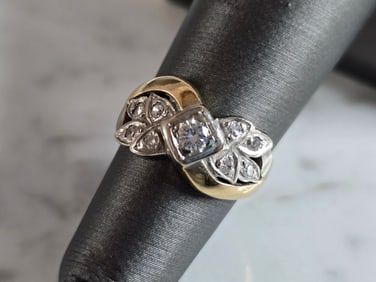 Womens Vintage Estate 14K Yellow Gold Diamond Ring
