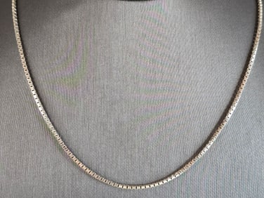 Womens Vintage Estate Sterling Silver Italian Chain Box Link Necklace
