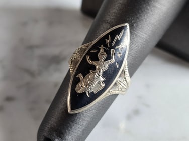 Womens Vintage Estate Sterling Silver Oriental Siam Ring