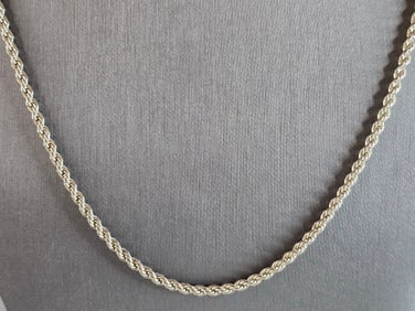 Womens Vintage Estate Sterling Silver Armbrust Rope Necklace