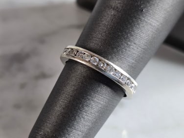 Womens Vintage Estate 14k White Gold Diamond Ring