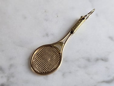 Womens Vintage Estate 14k Yellow Gold Tennis Racquet Pendant