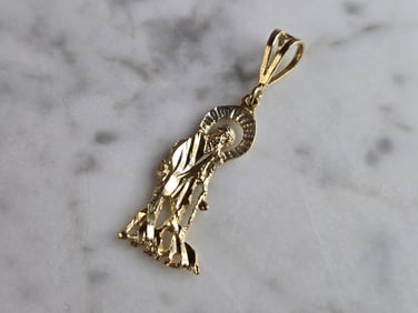 Vintage Estate 14K Yellow & White Gold Religious Pendant