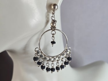 Womens Vintage Estate Sterling Silver Dangle Earrings