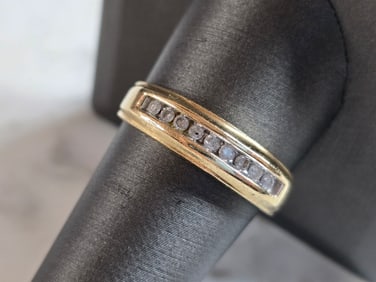Mens Vintage Estate 10K Yellow Gold Diamond Ring