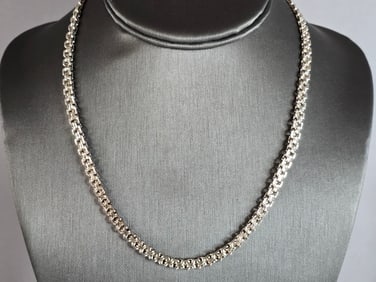 Womens Vintage Estate Sterling Silver Modernist Necklace