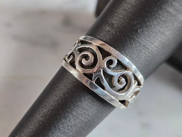 Womens Vintage Estate Sterling Silver Modernist Ring