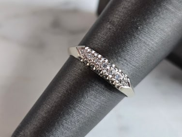 Womens Vintage Estate 14K White Gold Diamond Ring
