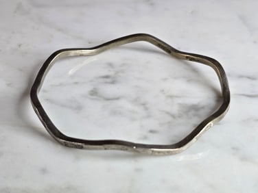 Womens Vintage Estate Sterling Silver Modernist Bangle Bracelet