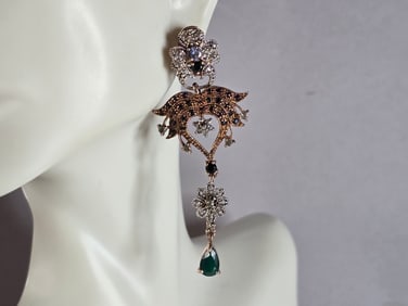 Womens Vintage Estate Sterling Silver Dangle Earrings