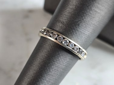 Womens Vintage Estate 14k White Gold Diamond Ring