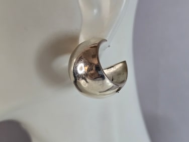 Womens Vintage Estate Sterling Silver Hoop Earrings